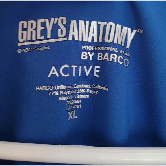 Grey's Anatomy By Barco Active Blue Women's Scrub Top size XL‎ #P3 - Picture 2 of 6